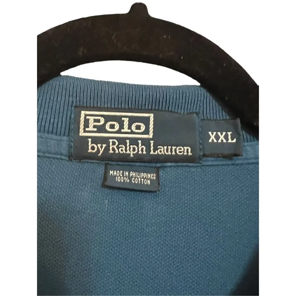 Vintage‎ Polo Ralph Lauren Men’s XXL Long Sleeve Collared Shirt Navy Knit Pony